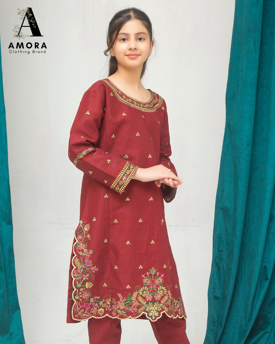 Amora 2 Pcs Stitched Embroidered Suit AS-1489