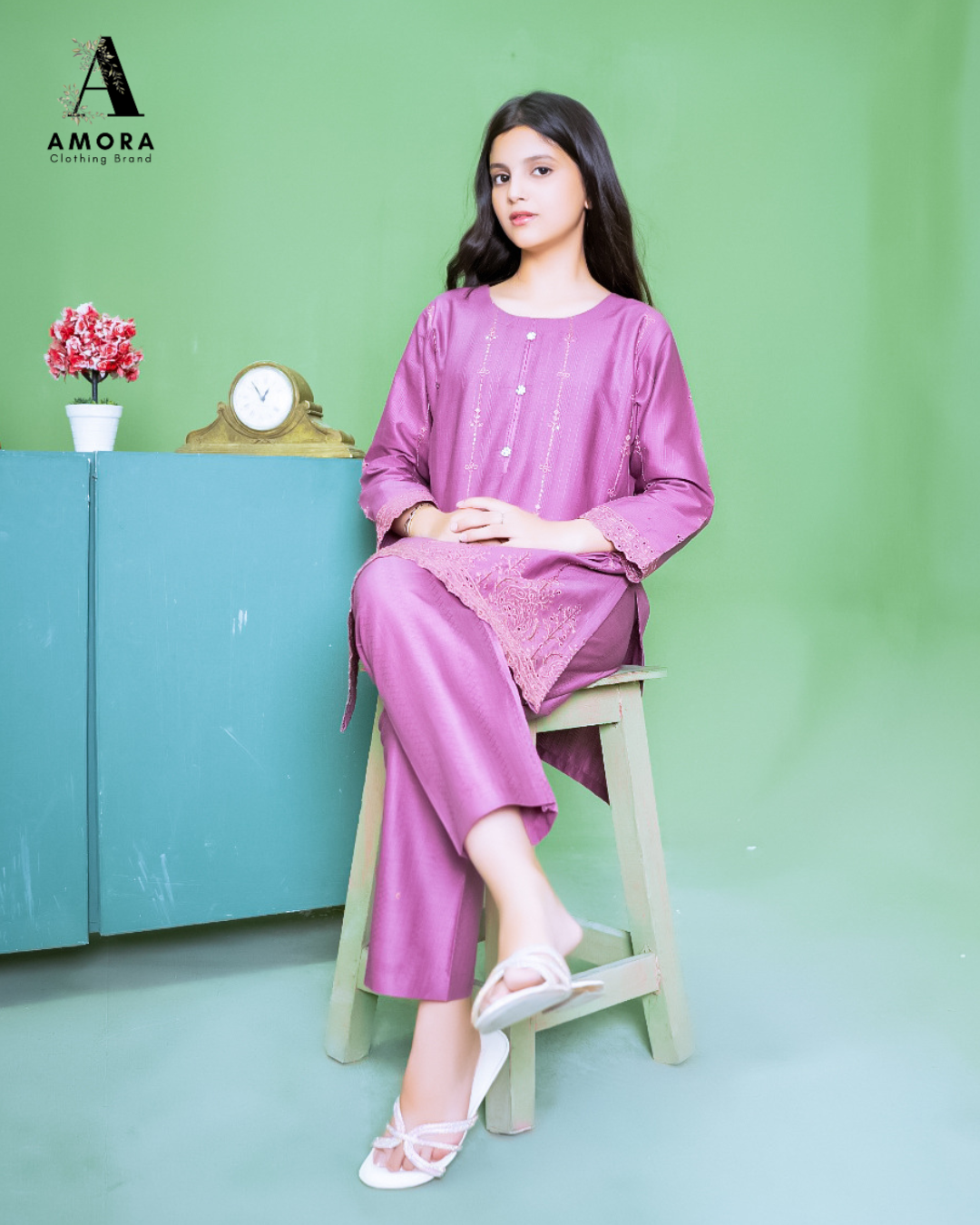 Amora 2 Pcs Stitched Embroidered Suit AS-1595