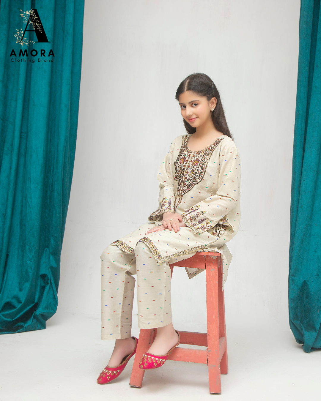 Amora 2 Pcs Stitched Embroidered Suit AS-1533