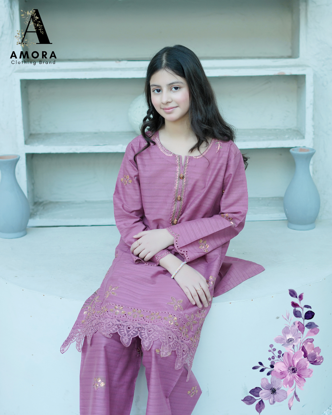 Amora 2 Pcs Stitched Embroidered Suit AS-1529