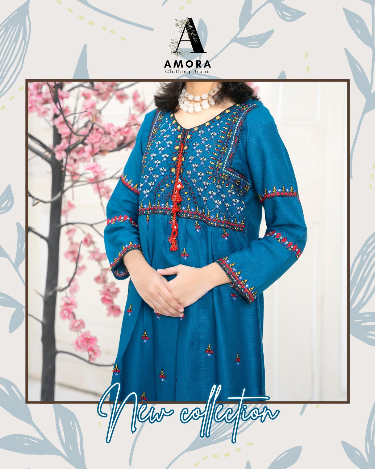 Amora 2 Pcs Stitched Embroidered Suit AS-1396