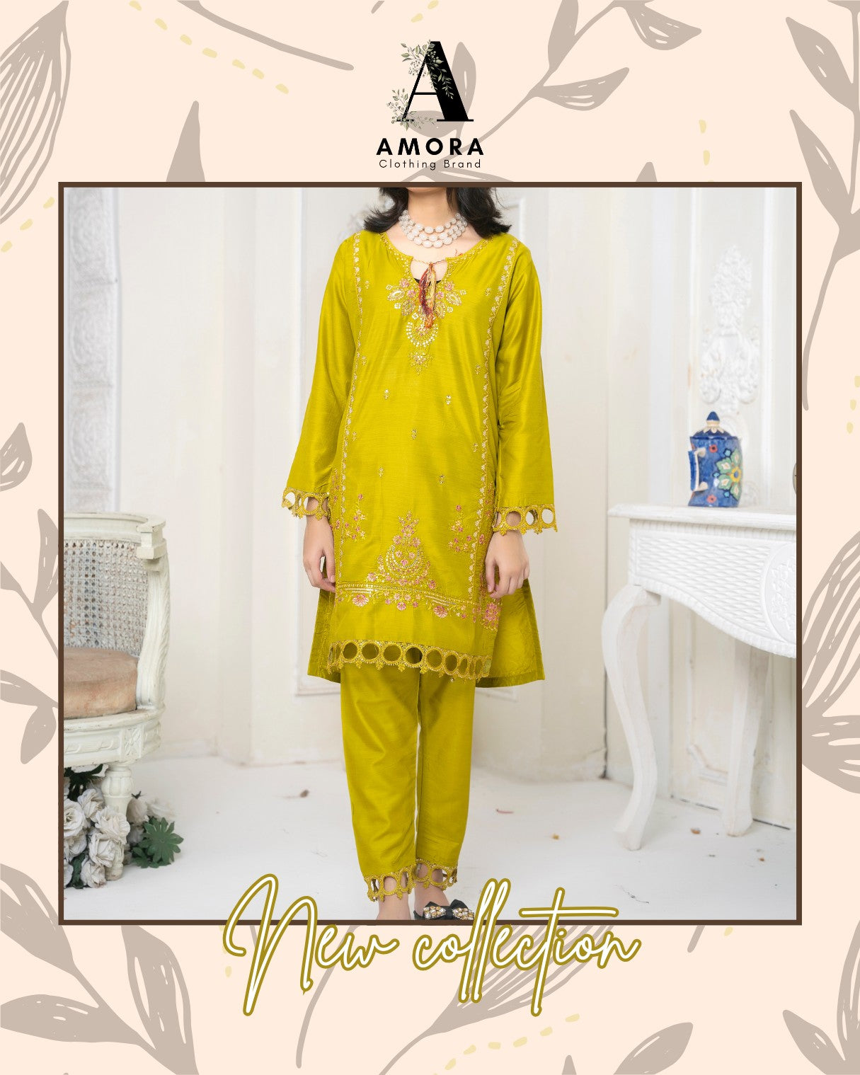 Amora 2 Pcs Stitched Embroidered Suit AS-1347
