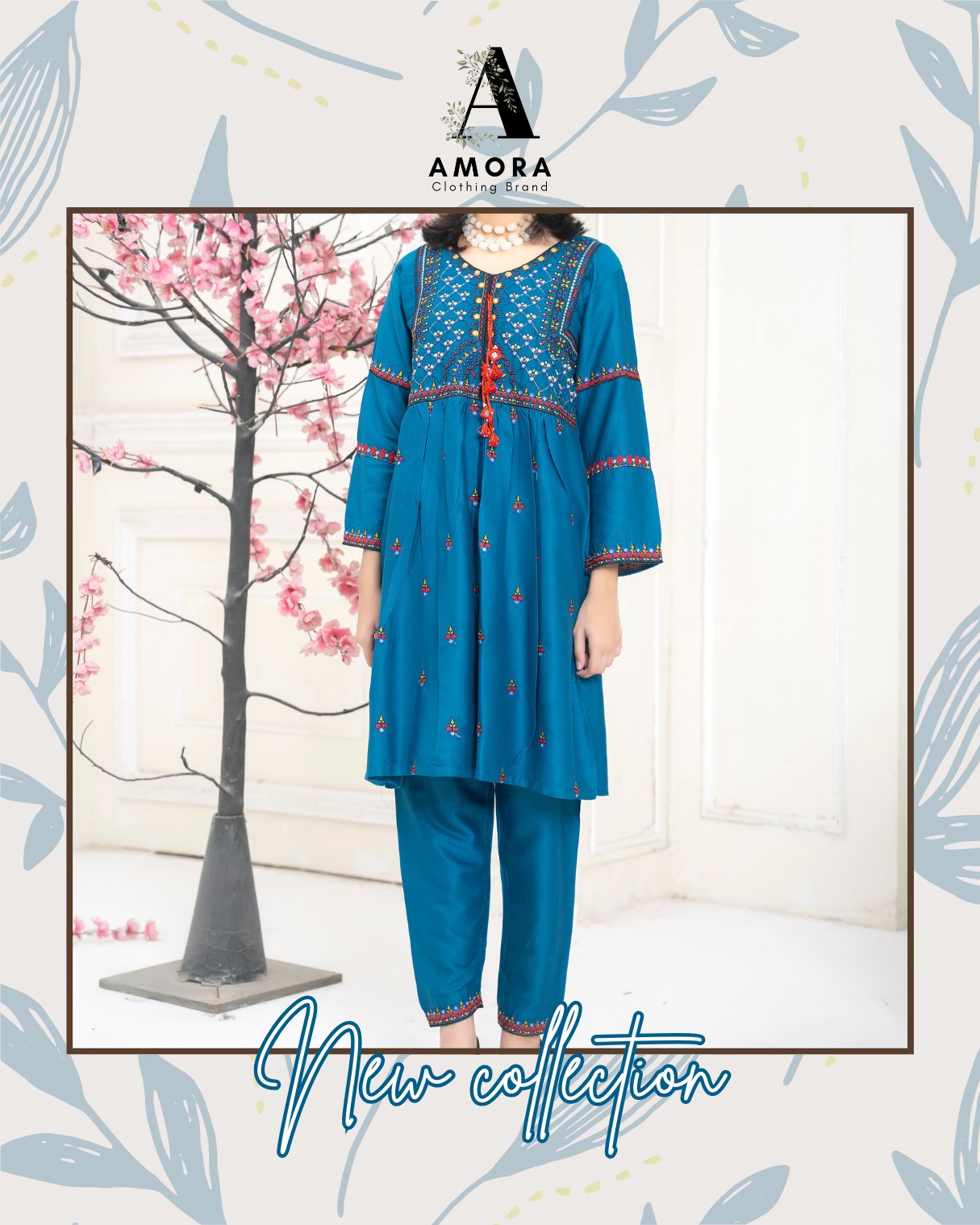 Amora 2 Pcs Stitched Embroidered Suit AS-1396