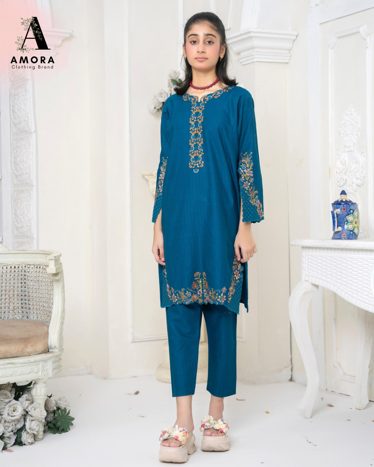 Amora 2 Pcs Stitched Embroidered Suit AS-1369
