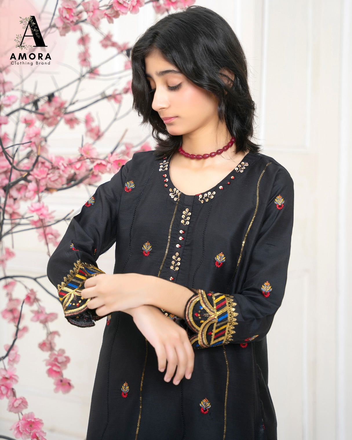 Amora 2 Pcs Stitched Embroidered Suit AS-1393