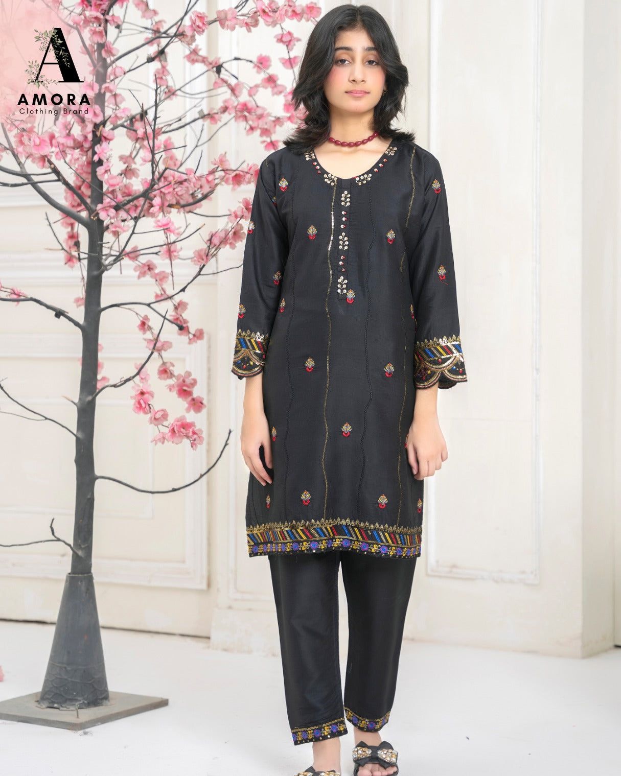 Amora 2 Pcs Stitched Embroidered Suit AS-1393