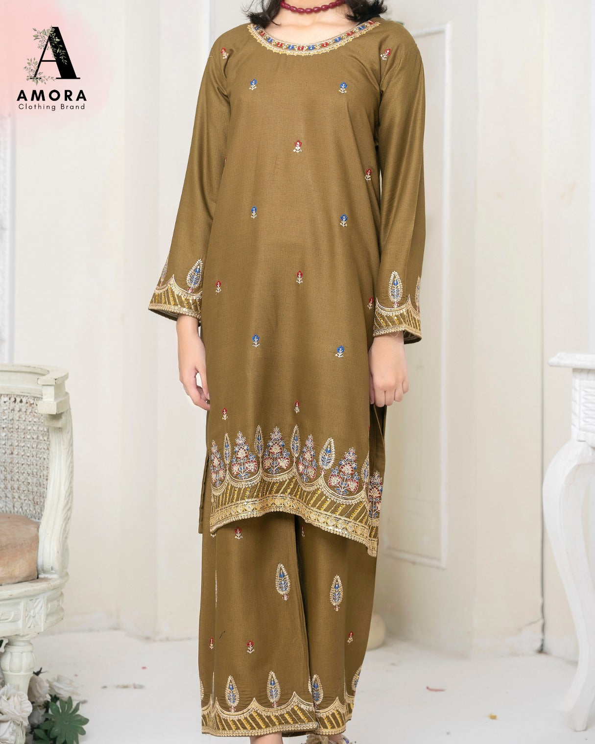 Amora 2 Pcs Stitched Embroidered Suit AS-1390