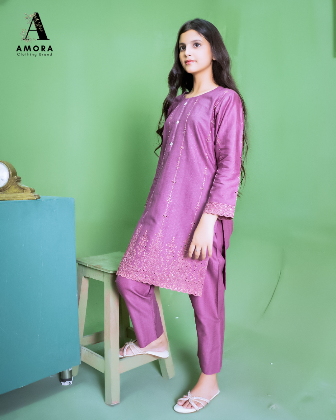 Amora 2 Pcs Stitched Embroidered Suit AS-1595