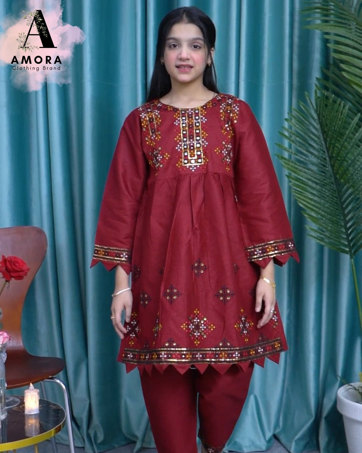 Amora 2 Pcs Stitched Embroidered Suit AS-1089