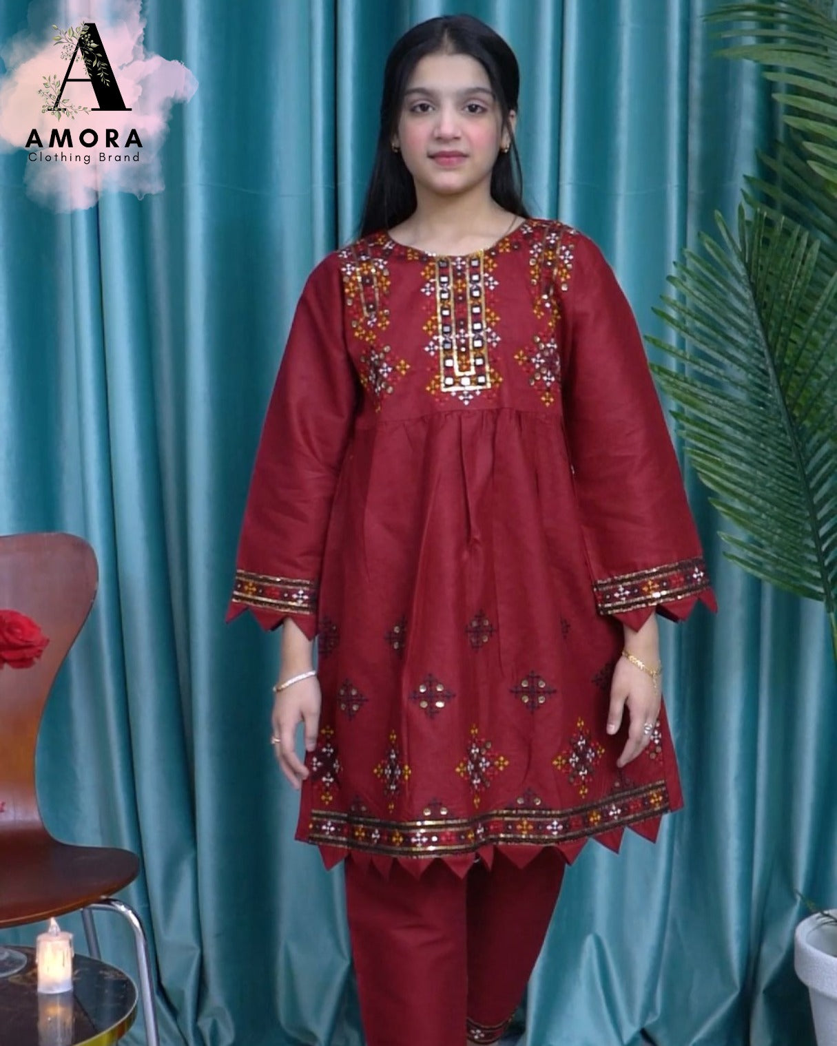 Amora 2 Pcs Stitched Embroidered Suit AS-1089